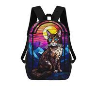 sinyumoney Japanese Bobtail Cat School Backpack School Bags for Girls Boys Backpack with Pocket Fashion School Bag Kids Backpack 17inch
