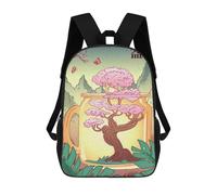 sinyumoney Japanese Bonsai Fuji Ace Backpacks, Kids Backpack Student School Bag 3D Printed Travel Backpacks Fashion Accessory Backpack Children Waterproof School Bags 17inch
