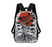 sinyumoney Japanese Bonsai Tree Ink Backpack School Bag Rucksack Casual Daypacks School Work Travel Bag for Men, Women & Teenage Boys 17inch
