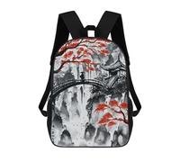 sinyumoney Japanese Bridge Ink Wash School Bags Water Resistant School Bag Business Backpack for Boys/Girls/Teenagers 17inch