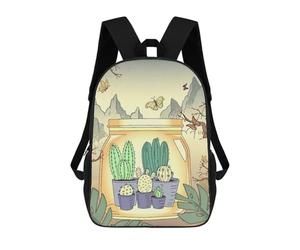 sinyumoney Japanese Cactus Vintage School Bags Large Lightweight Casual Backpack- Perfect for Travel, Work And Daily Use 17inch
