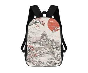 sinyumoney Japanese Castle Winter Landscape Rucksack High Secondary School Bags Casual Backpack for Girls Boys Teenage 17inch