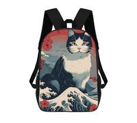 sinyumoney Japanese Cat 3 Backpack School Bag Large Water Resistant Laptop Backpack for School/Work/Travel 17inch
