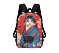 sinyumoney Japanese Cat 6 School Bag Backpack Teen Schoolbag 3D Printing Adjustable Schoolbag Fashion Pocket Bag for Kids Boys Girls Students And Teenagers Fans 17inch