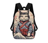 sinyumoney Japanese Cat 8 Kids School Backpack School Bag 3D Printed School Bag for Boys Elementary And Middle School Students 17inch