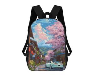 sinyumoney Japanese Cherry Blossom Supra MK4 School Backpack Large Lightweight Casual Backpack for Boys/Girls/Teenagers 17inch