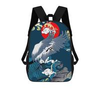 sinyumoney Japanese Crane Art Backpack School Daypacks Business Backpack Water Resistant Bookbag for Teenage Girls Boys Women Men 17inch