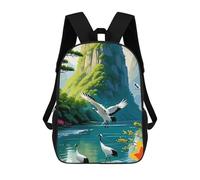 sinyumoney Japanese Cranes in Mountain Landscape Backpack School Bag School Secondary High School College Backpack Travel for Teenage Girls Boys Women Men 17inch