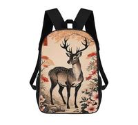 sinyumoney Japanese Deer Art Print Backpack School Lightweight Casual Daypack School Backpacks for Boys/Girls/Teenagers 17inch