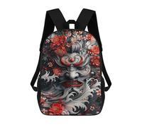 sinyumoney Japanese Demon Mask Art Backpack School Bag Fashion Stationery Backpack Waterproof Casual Daypacks- Perfect for Travel, Work And Daily Use 17inch