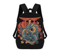 sinyumoney Japanese Dragon Art Backpacks Kids School Backpack School Bag 3D Printed School Bag for Boys Elementary And Middle School Students 17inch