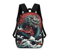 sinyumoney Japanese Dragon Kids Backpack, Kids School Bag 3D Printed School Backpacks for Boys And Teenager School Students 17inch