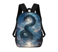 sinyumoney Japanese Dragon Moon Light Backpack, Children's Backpack, Student School Bag Bookbag Rucksack, 3D Printed School Bag for Boys Girls 17inch