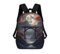 sinyumoney Japanese Fantasy Moon Gate Backpacks Kids School Backpack Fashion School Bag 3D Printed School Bag for Boys Elementary And Middle School Students 17inch