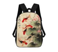 sinyumoney Japanese Fish 2 Backpacks Kids School Backpack School Bag 3D Printed School Bag for Boys Elementary And Middle School Students 17inch