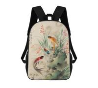sinyumoney Japanese Fish 3 Kids School Backpack School Bag 3D Printed School Bag for Boys Elementary And Middle School Students 17inch