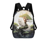 sinyumoney Japanese Fox Moonlight Backpack School Daypacks Business Backpack Water Resistant Bookbag for Men, Women & Teenage Boys 17inch