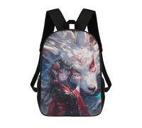 sinyumoney Japanese Fox Spirit Artwork School Backpack for Girls 17inch Casual Daypack Lightweight Rucksack Boy Girl Backpack for Middle School Students