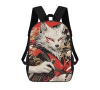sinyumoney Japanese Fox Warrior Art Print Children's Backpacks 17inch School Backpack 3D Printed Bag Bookbag for Kids Travel Rucksacks Boy Girl Book Bags Kids School Bag