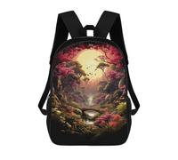 sinyumoney Japanese Garden Backpacks Kids 17inch School Backpack School Bag 3D Printed School Bag for Boys Elementary And Middle School Students