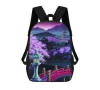 sinyumoney Japanese Garden Night Scene Backpack School Work Laptop Backpack Rucksack Bag for Men, Women & Teenage Boys 17inch