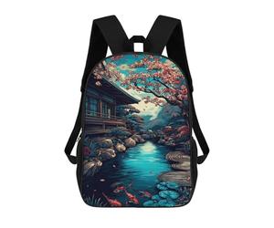 sinyumoney Japanese Garden Pond Scene Backpack School Work Business College School for Men, Women & Teenage Boys 17inch