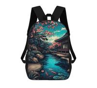 sinyumoney Japanese Garden Pond with Koi Fish Backpack School Bag Business Durable Laptop Bag for Boys/Girls/Teenagers 17inch