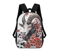 sinyumoney Japanese Goat Tattoo School Backpack Lightweight Airport College Students Back Pack- Perfect for Travel, Work And Daily Use 17inch