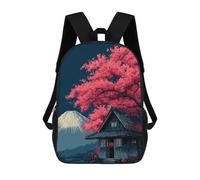 sinyumoney Japanese House with Cherry Blossom Tree School Bags Water Resistant School Bag Business Backpack for Campus Outdoor Travel Sports 17inch