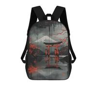 sinyumoney Japanese Ink Red BW School Backpack Schoolbags For Girls Boys Backpack With Pocket Fashion School Bag Kids Backpack 17inch