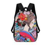 sinyumoney Japanese Kimono Flower Art Backpack School Lightweight Schoolbag Dayback Bookbag College for Men/Women 17inch