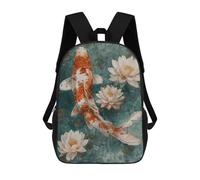 sinyumoney Japanese Koi Aquatic Grace School Backpack High Secondary School Bags Casual Backpack for Girls Boys Teenage 17inch