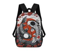 sinyumoney Japanese Koi Carp Ink Wash School Backpack Large Water Resistant Laptop Backpack for Boys/Girls/Teenagers 17inch