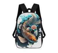 sinyumoney Japanese Koi Fish Backpack 3D Printed Children's School Backpack Kids Travel Backpacks High Capacity Book Bags Children's Backpack Rucksack 17inch