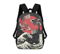 sinyumoney Japanese Koi Fish Backpacks Kids School Backpack Fashion School Bag 3D Printed School Bag for Boys Elementary And Middle School Students 17inch