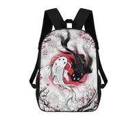 sinyumoney Japanese Koi Fish Poster Children's Backpack, 17 Inch 3D Printed School Backpack, Backpack Cartoon Adjustable School Bag for Primary School