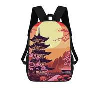 sinyumoney Japanese Landscape Paint School Bags Large Water Resistant Laptop Backpack for Campus Outdoor Travel Sports 17inch