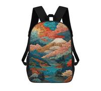 sinyumoney Japanese Landscape with Mount Fuji Children's School Backpack Fashion Casual 17inch 3D Printed School Bags Boy School Backpack Large Backpack