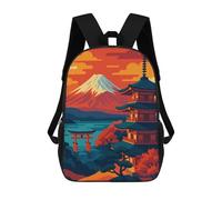 sinyumoney Japanese Landscape with Pagoda And Mountain Backpack with Pocket 3D Printed Backpacks, Travel Rucksacks Book Bags Kids School Bag 17inch