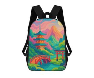 sinyumoney Japanese Landscape with Pagoda And Torii School Backpack Water Resistant Travel Backpack Computer Bag - Perfect for Travel, Work And Daily Use 17inch