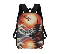 sinyumoney Japanese Landscape with Pagoda And Waves Backpack School Rucksack Casual Daypacks School Work Travel Bag for Girl, Teen Girls 17inch