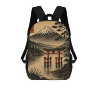 sinyumoney Japanese Landscape with Torii Gate And Mountain Backpacks Kids Student Schoolbag,3D Printed Backpacks,Elementary And Middle School Students Backpacks for Boys Girls 17inch