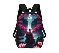 sinyumoney Japanese Meditating Monk School Backpack Computer Rucksack for School/Work/Travel for Girl, Teen Girls 17inch