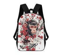 sinyumoney Japanese Monkey Tattoo Kids Backpack, Kids School Bag 3D Printed School Backpacks for Boys And Teenager School Students 17inch