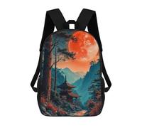 sinyumoney Japanese Moon Landscape 3D Printed School Backpack Casual Children's Backpacks 3D Printed School Bag for Boys Elementary And Middle 17inch