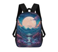 sinyumoney Japanese Moonlight 3D Printed Children's School Backpack for Kids High Capacity Travel Rucksacks Book Bags Kids School Bag Back Pack 17inch