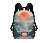 sinyumoney Japanese Mountain Landscape Backpack School Rucksack Casual Daypacks School Work Travel Bag for Boys/Girls/Teenagers 17inch