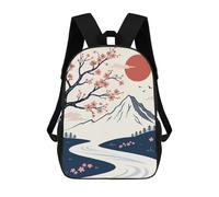 sinyumoney Japanese Mountain Landscape Rucksack Water Resistant Travel Backpack Computer Bag for Men, Women & Teenage Boys 17inch