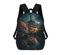 sinyumoney Japanese Night 4 School Backpack Water Resistant Travel Backpack Computer Bag for School/Work/Travel 17inch