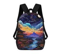 sinyumoney Japanese Night Sky School Backpack Fashion Stationery Backpack Waterproof Casual Daypacks for Teenage Girls Boys Women Men 17inch